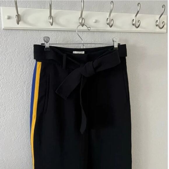 Aritzia Wilfred Tie-Waist Side-Stripe Black Trouser Pants - Picture 3 of 8